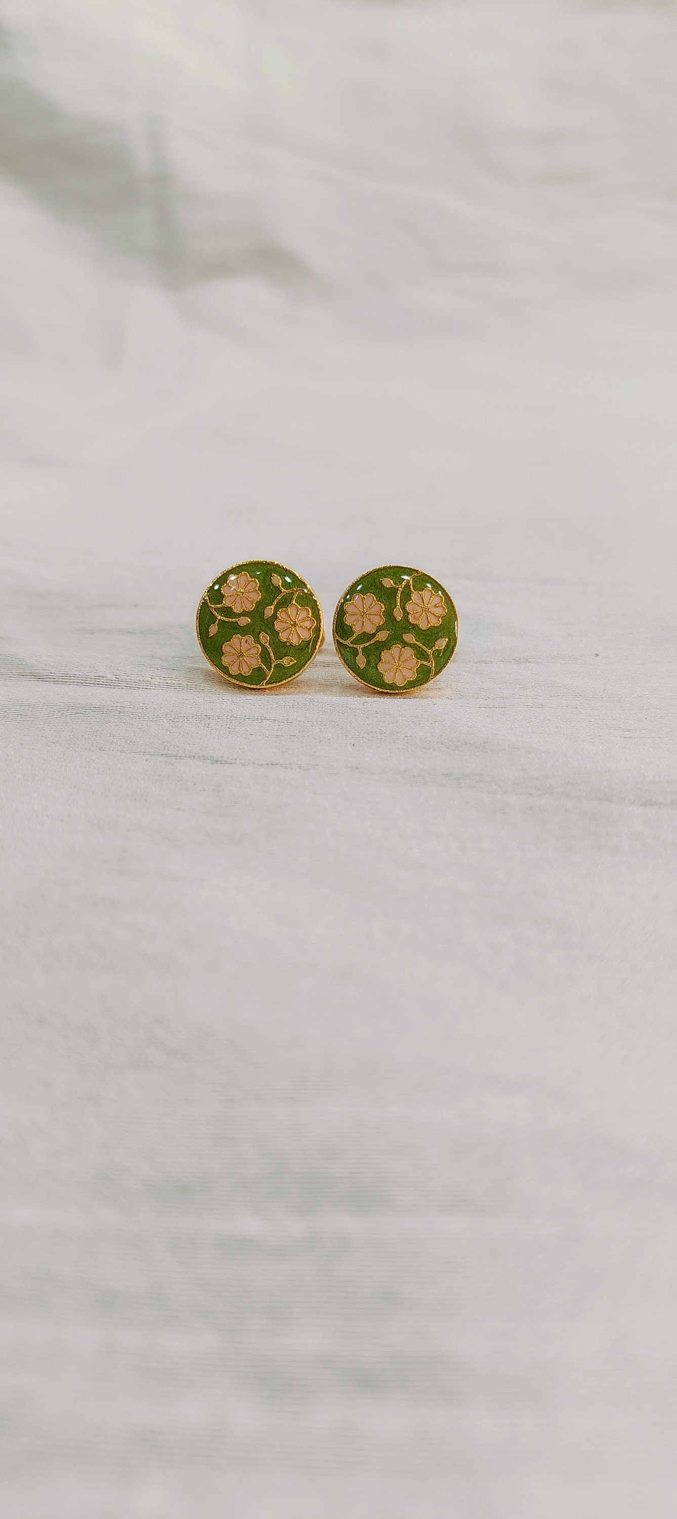 Minakari Cufflinks: Floral Shirt Cufflinks, Groom Suit Accessories