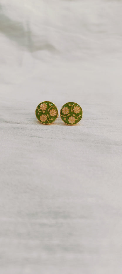 Minakari Cufflinks: Floral Shirt Cufflinks, Groom Suit Accessories