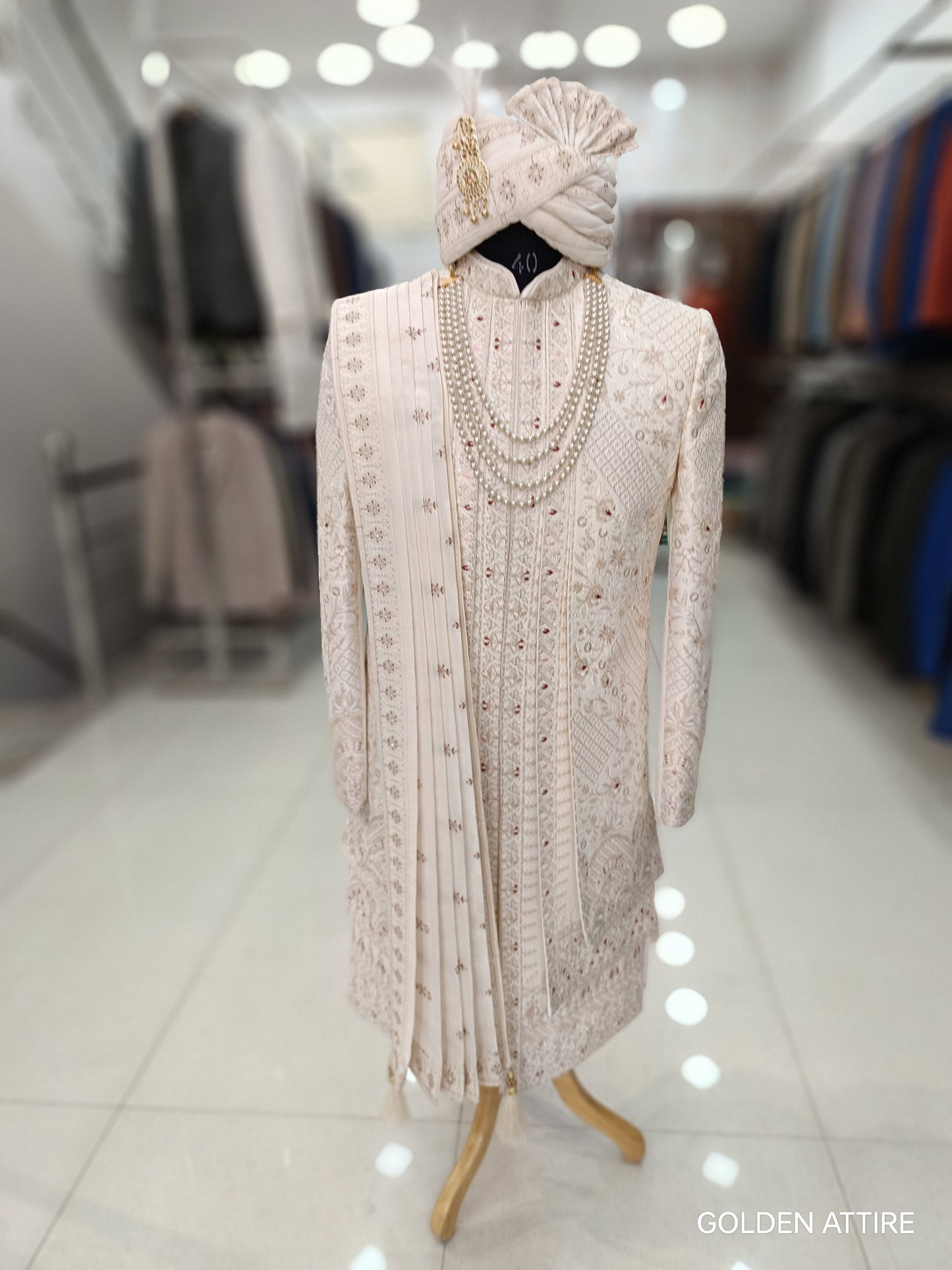 Thread Embroidered Sherwani: Uber Rich Wedding Groom Outfit