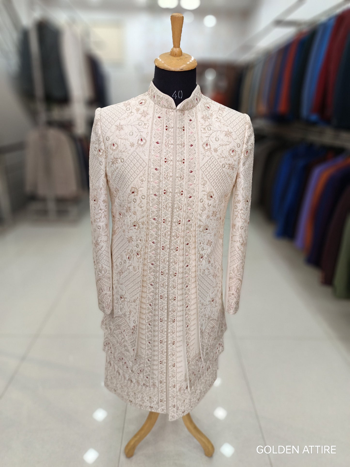 Thread Embroidered Sherwani: Uber Rich Wedding Groom Outfit