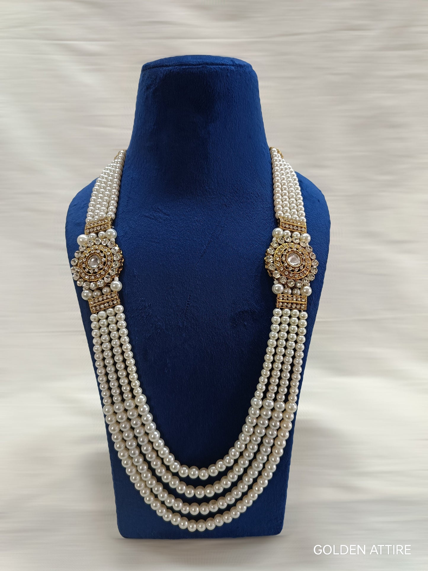 Groom Sherwani Necklace: Pearl & Stone Beaded Wedding Jewelry