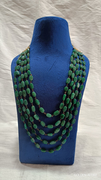Emerald Green Groom Kantha Necklace, Indian Wedding Sherwani Jewelry