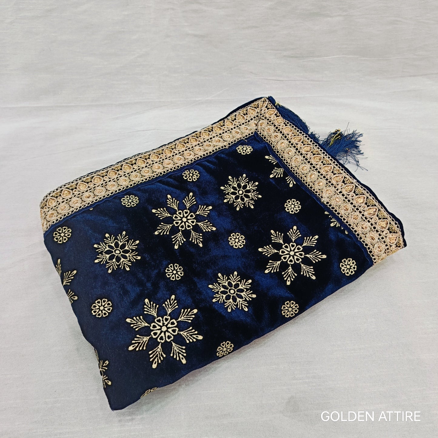 Navy Blue Groom Shawl: Indian Wedding Sherwani Dupatta