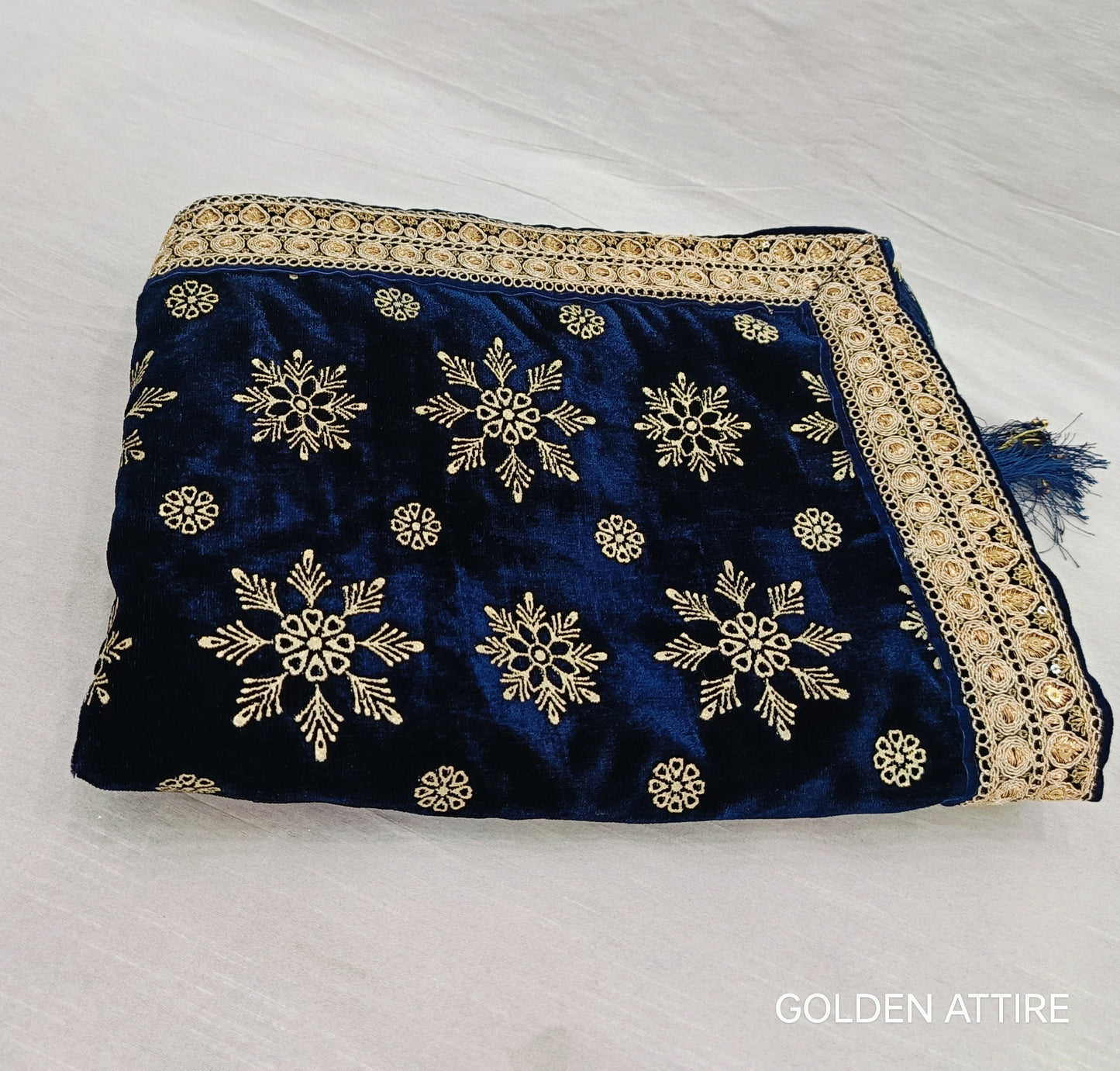 Navy Blue Groom Shawl: Indian Wedding Sherwani Dupatta