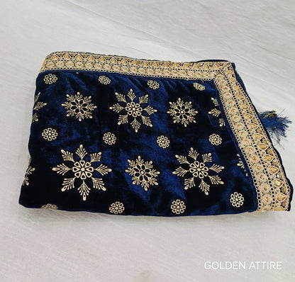 Navy Blue Groom Shawl: Indian Wedding Sherwani Dupatta
