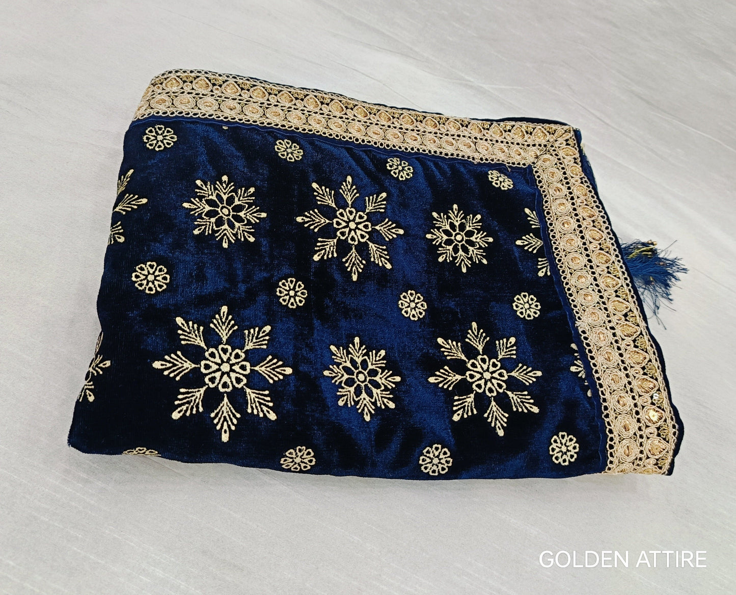 Navy Blue Groom Shawl: Indian Wedding Sherwani Dupatta