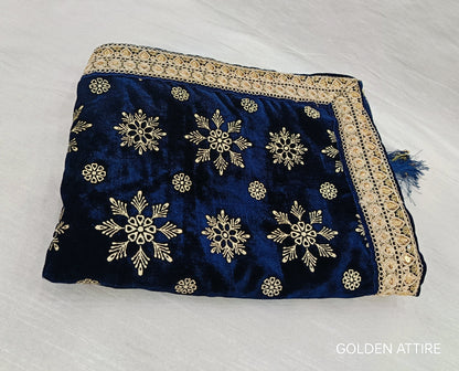 Navy Blue Groom Shawl: Indian Wedding Sherwani Dupatta