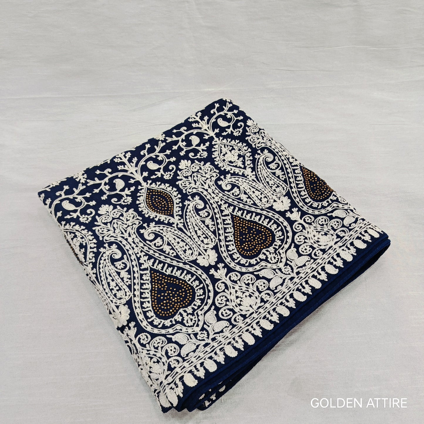 Navy Blue Groom Shawl: Embroidered Indian Wedding Dupatta