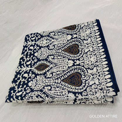 Navy Blue Groom Shawl: Embroidered Indian Wedding Dupatta