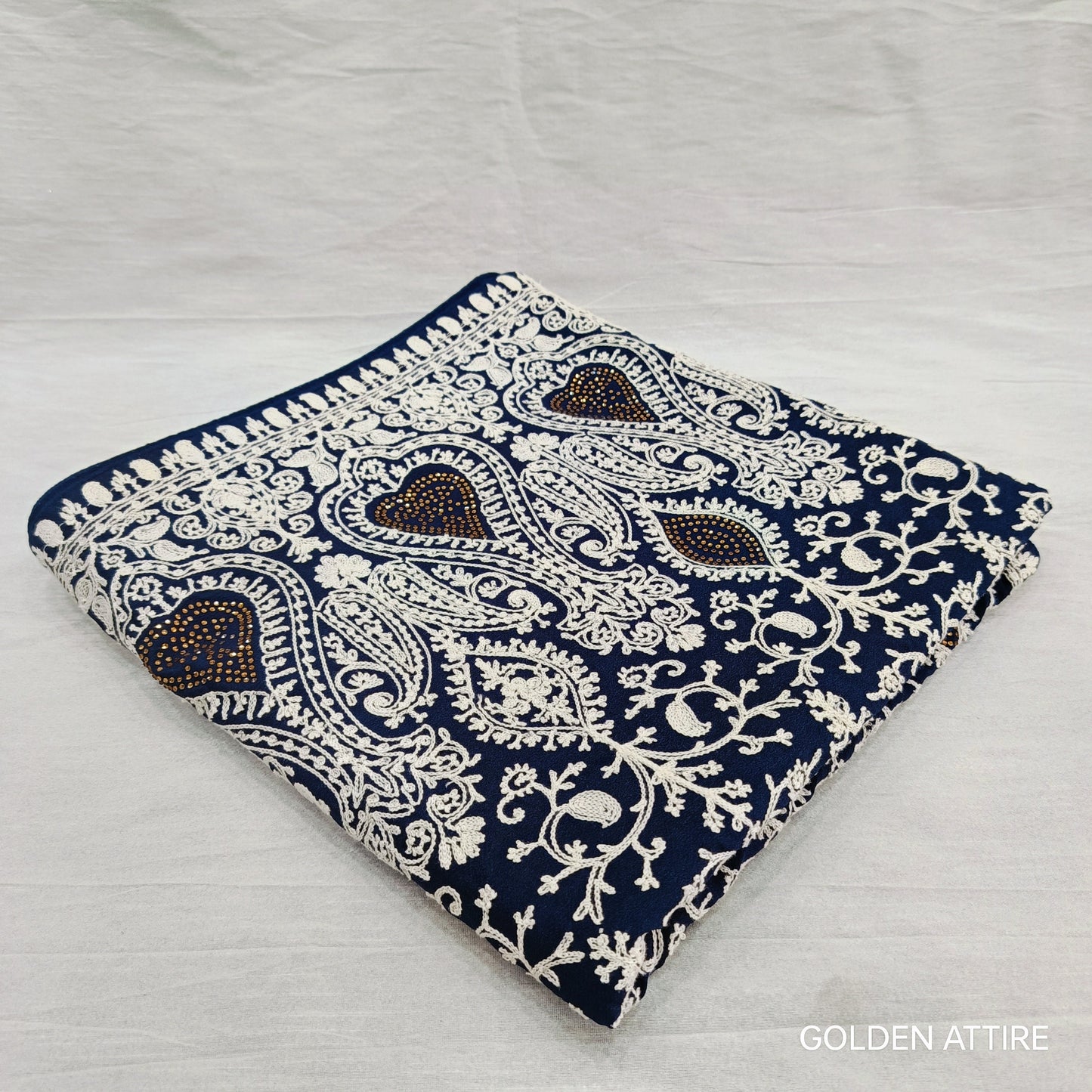 Navy Blue Groom Shawl: Embroidered Indian Wedding Dupatta