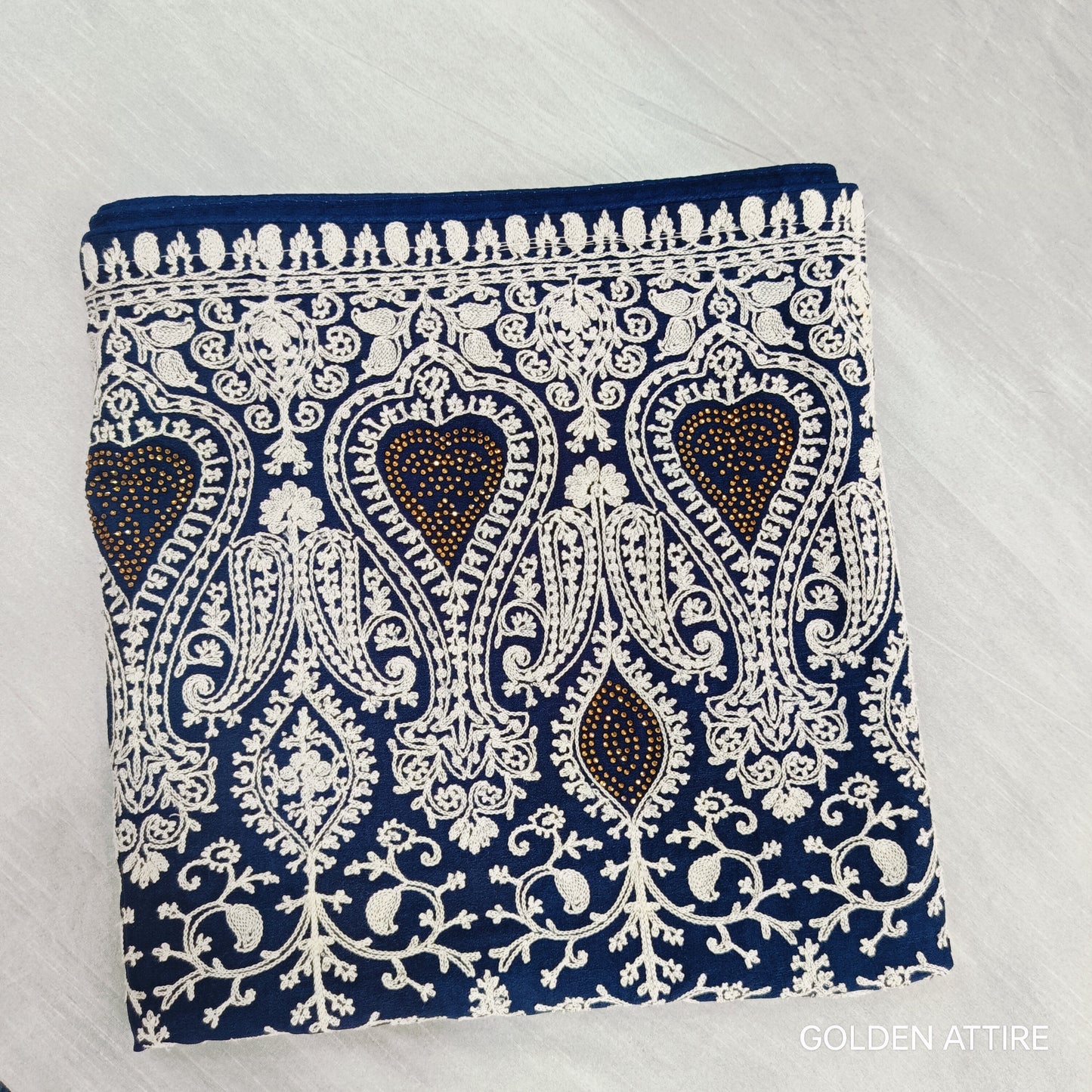 Navy Blue Groom Shawl: Embroidered Indian Wedding Dupatta