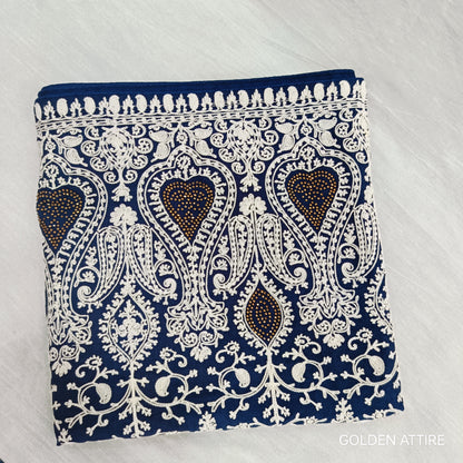 Navy Blue Groom Shawl: Embroidered Indian Wedding Dupatta