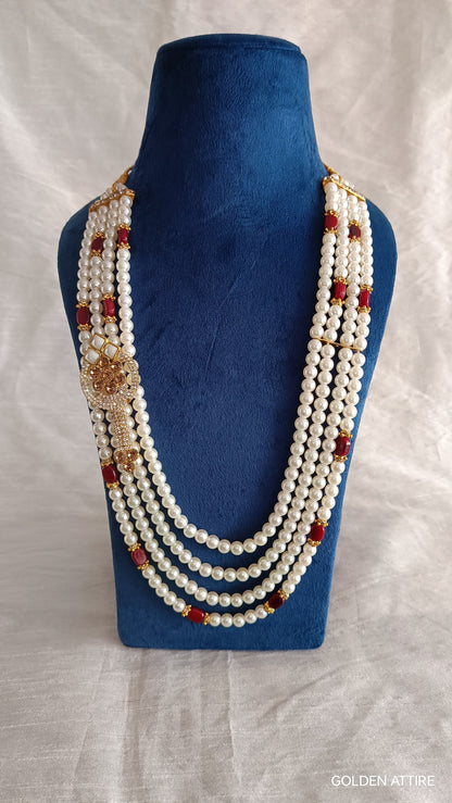 Groom's Pearl & Stone Bead Sherwani Necklace