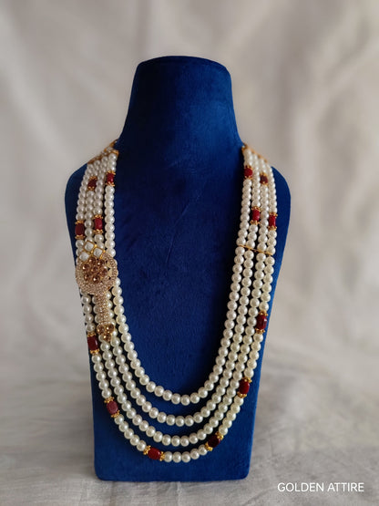 Groom's Pearl & Stone Bead Sherwani Necklace