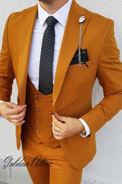 Rust 3-Piece Suit: One Button Tuxedo, Wedding & Prom Suit