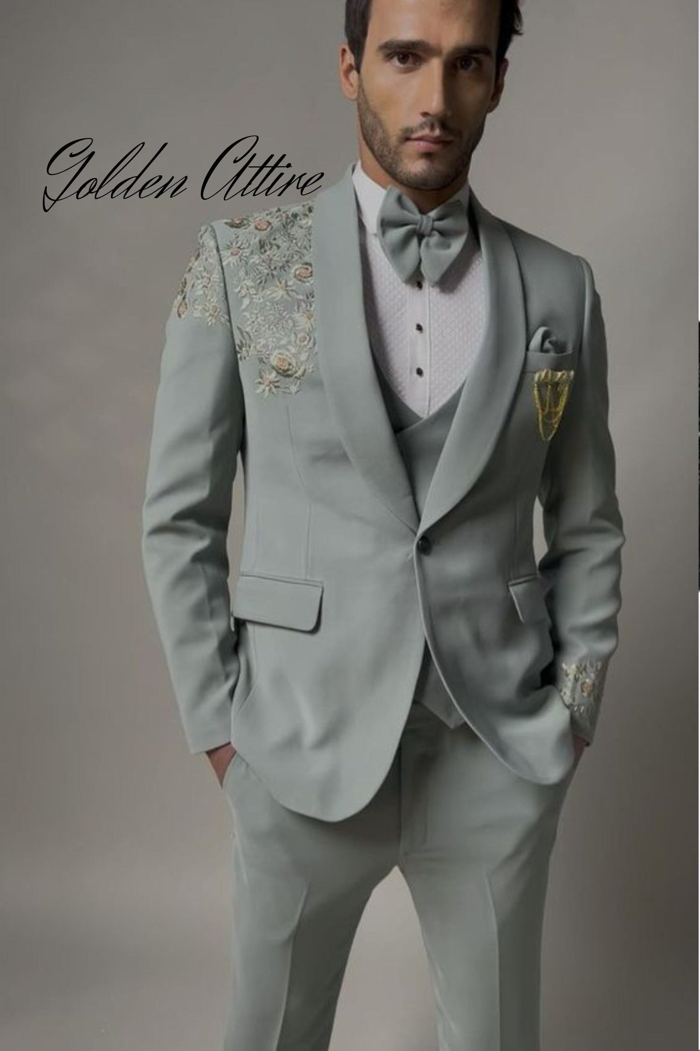 Green Three Piece Suit: Custom Men's Wedding Tuxedo
