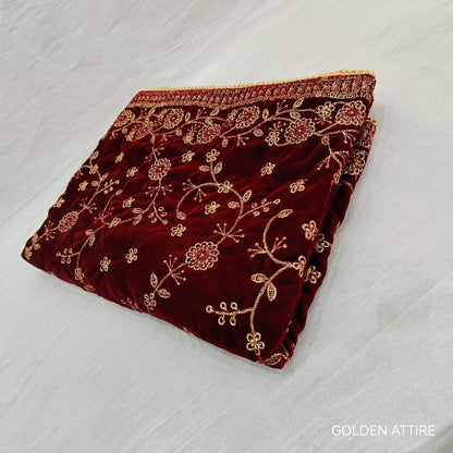 Embroidered Velvet Shawl: Indian Wedding Sherwani Dupatta
