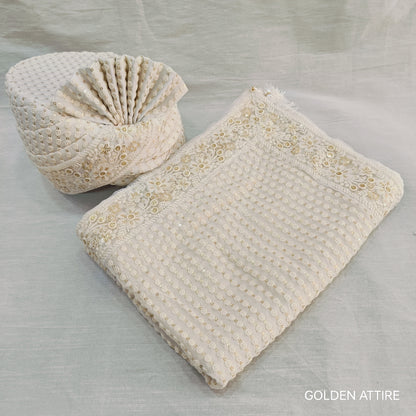 Ivory Wedding Turban & Shawl Set, Indian Groom Safa Combo