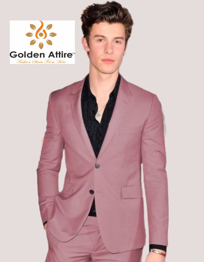 Dusty Rose Two-Piece Suit: Men's Tuxedo, Wedding Groom Suit