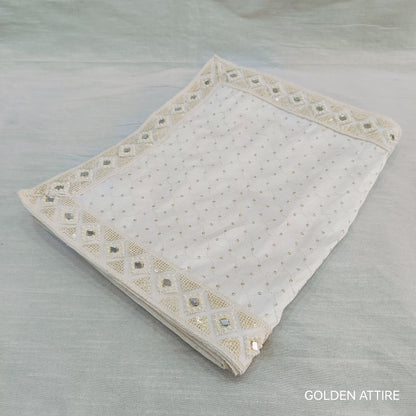 White Wedding Shawl for Men: Indian Groom Sherwani Dupatta