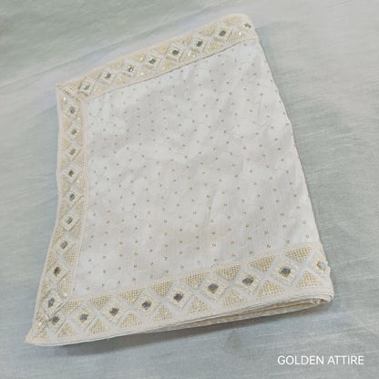 White Wedding Shawl for Men: Indian Groom Sherwani Dupatta