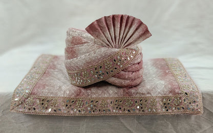 Dusty Rose Wedding Turban & Shawl Set, Indian Groom Safa