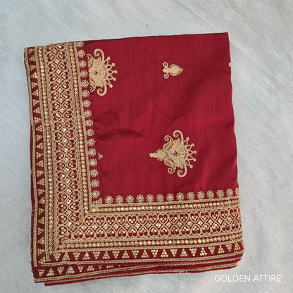 Red Wedding Shawl for Groom: Indian Sherwani Dupatta