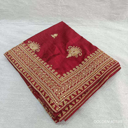 Red Wedding Shawl for Groom: Indian Sherwani Dupatta