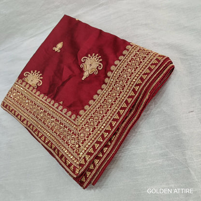 Red Wedding Shawl for Groom: Indian Sherwani Dupatta