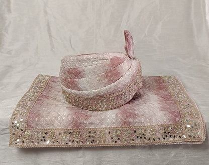 Dusty Rose Wedding Turban & Shawl Set, Indian Groom Safa