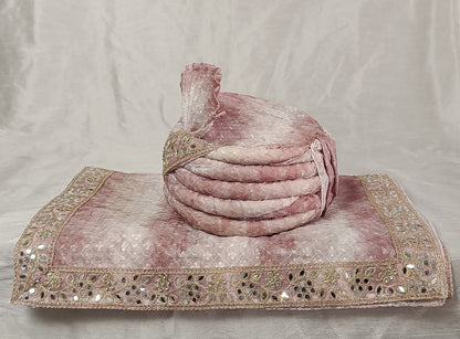 Dusty Rose Wedding Turban & Shawl Set, Indian Groom Safa