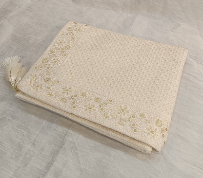 Ivory Wedding Shawl for Groom, Elegant Sherwani Stole