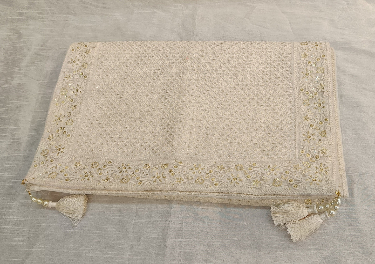 Ivory Wedding Shawl for Groom, Elegant Sherwani Stole