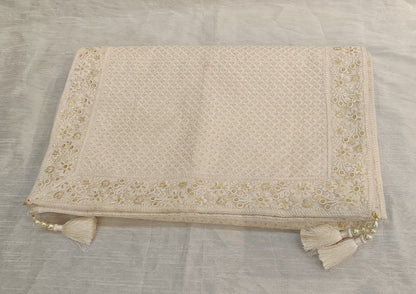 Ivory Wedding Shawl for Groom, Elegant Sherwani Stole