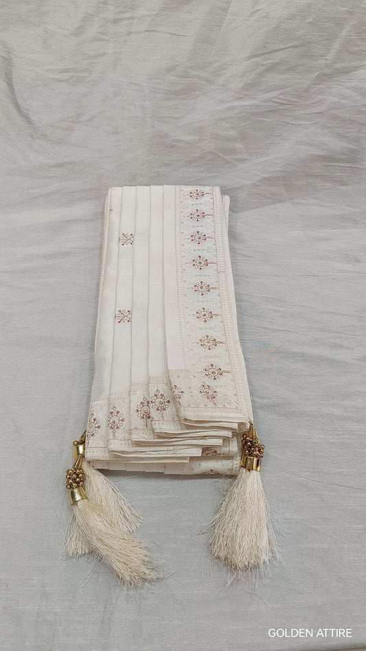 White Wedding Shawl for Groom: Indian Sherwani Dupatta