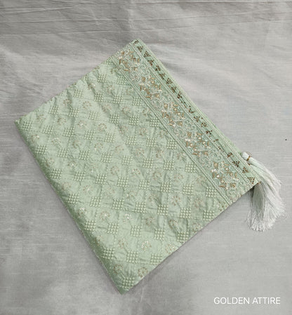 Sage Green Wedding Shawl for Men: Sherwani Dupatta