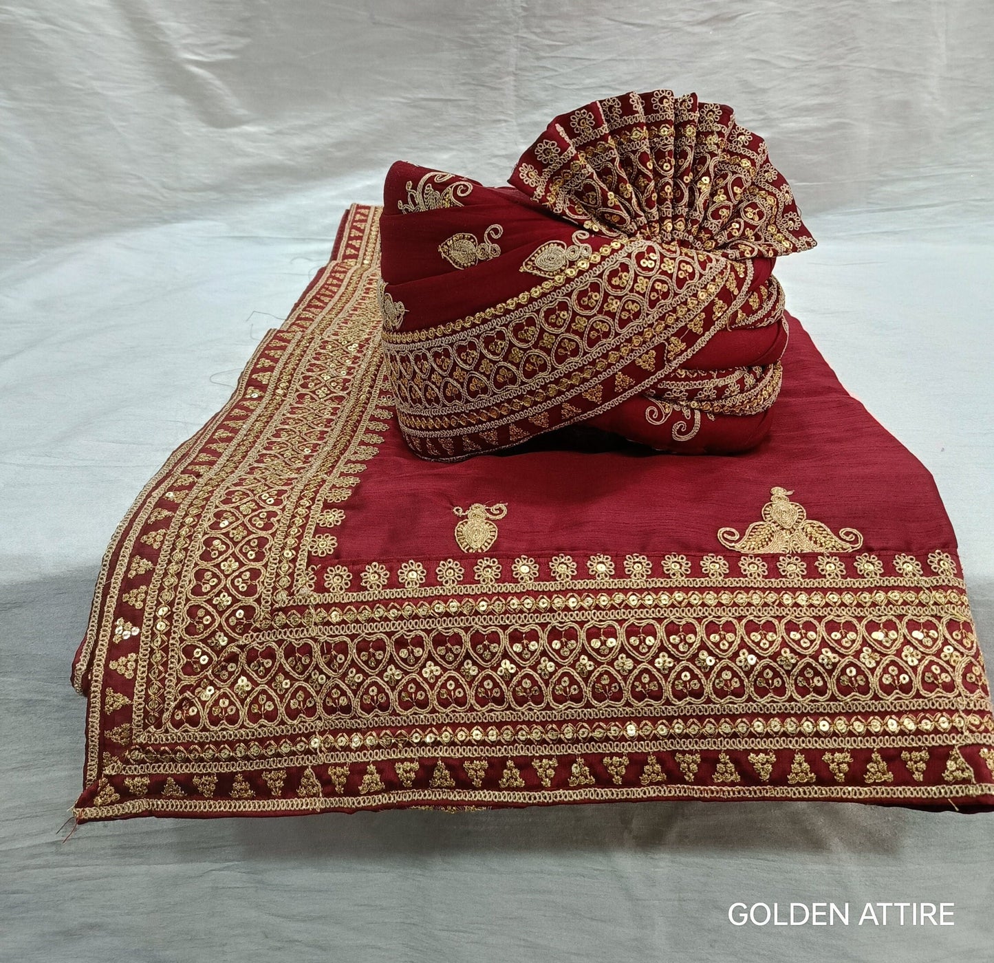 Red Wedding Shawl for Groom: Indian Sherwani Dupatta