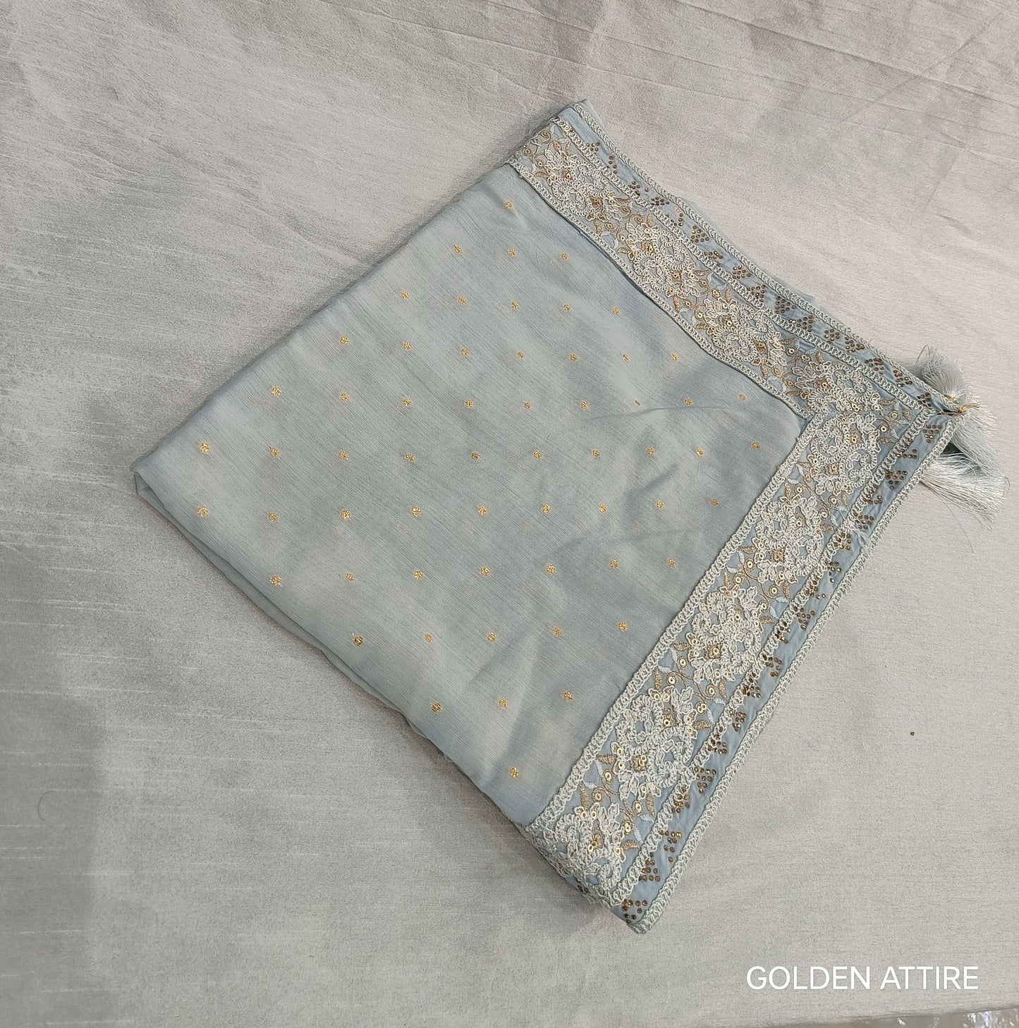 Grey Wedding Shawl for Men: Embroidered Sherwani Dupatta