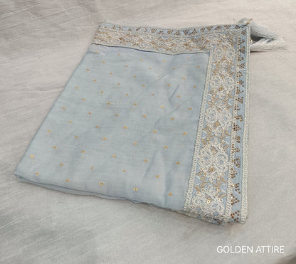Grey Wedding Turban & Shawl Set: Indian Groom Safa