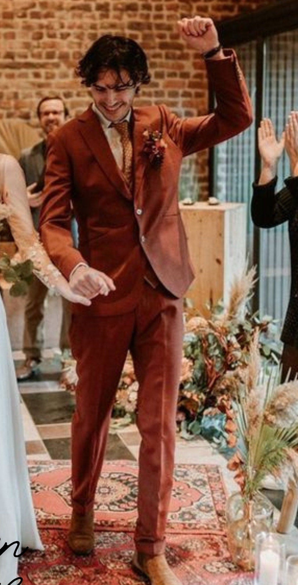 Rust Men's Suit: Terracotta Wedding Three-Piece Suit