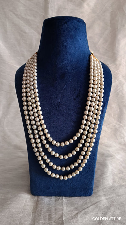 Indian Wedding Groom Necklace: Pearl Sherwani Kantha Mala