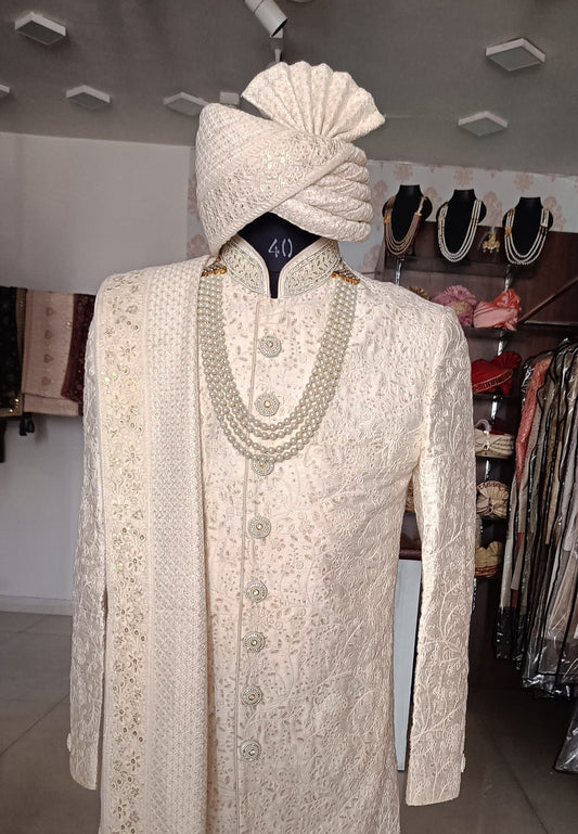 Wedding Sherwani Set, Classic Groom Outfit
