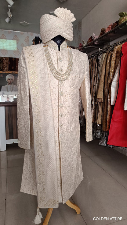 Wedding Sherwani Set, Classic Groom Outfit