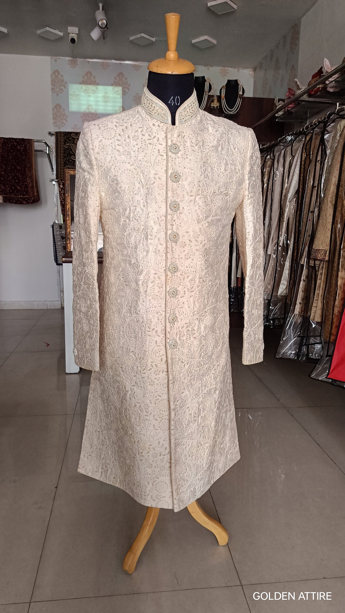 Wedding Sherwani Set, Classic Groom Outfit