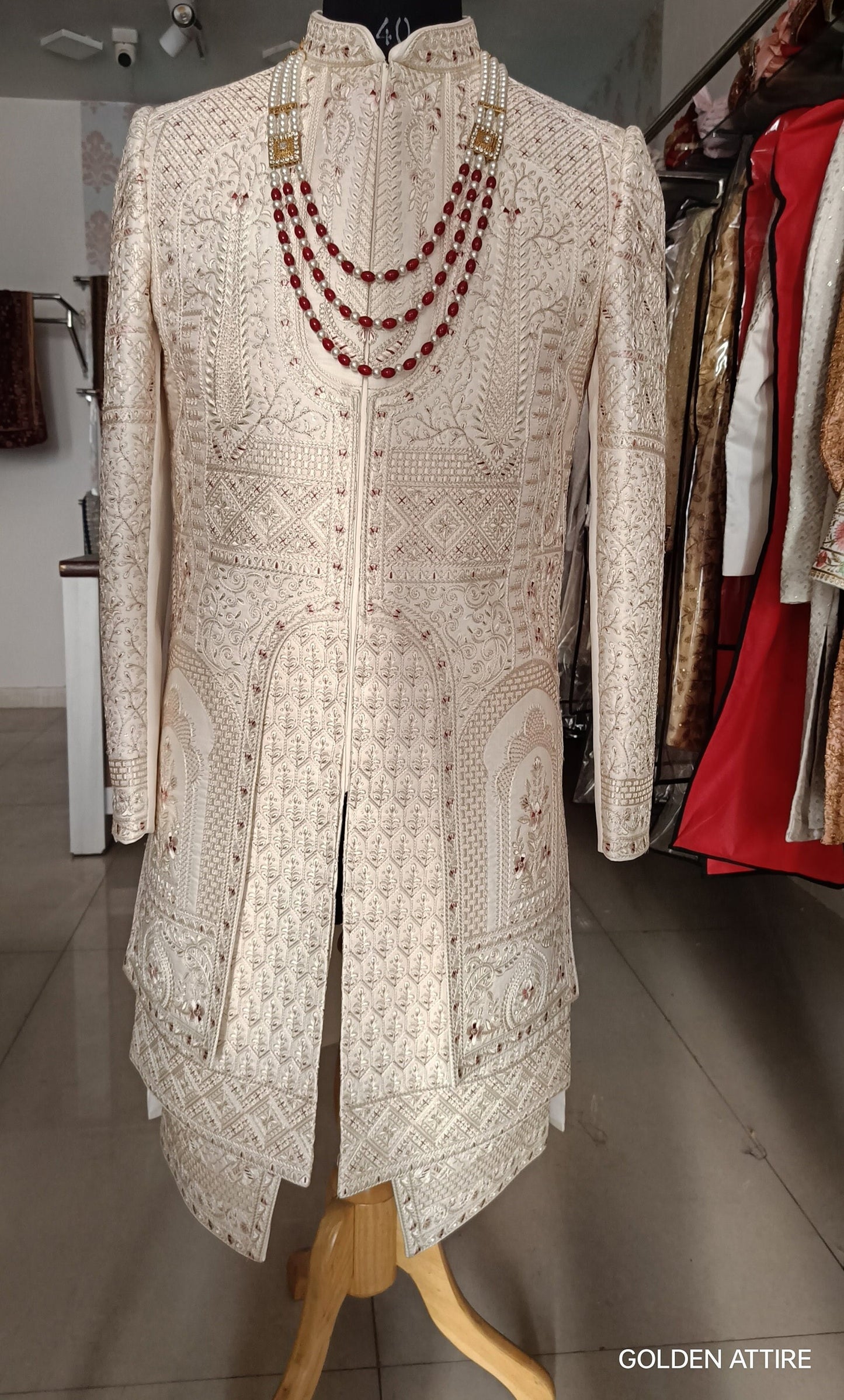 Thread Embroidered Groom Sherwani, Indian Wedding Outfit