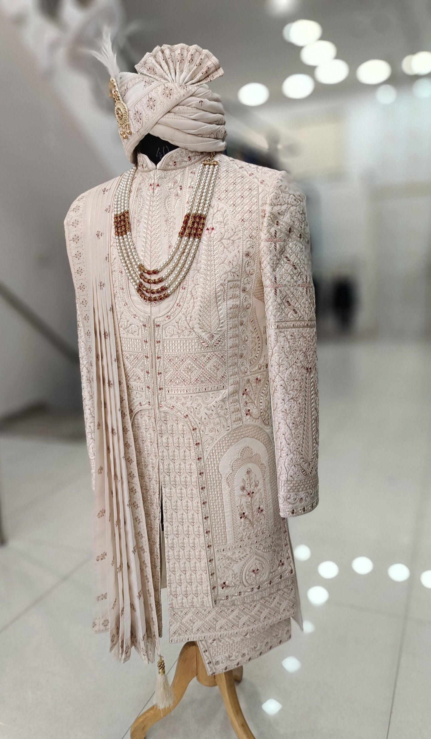 Thread Embroidered Indian Wedding Sherwani, Groom Outfit
