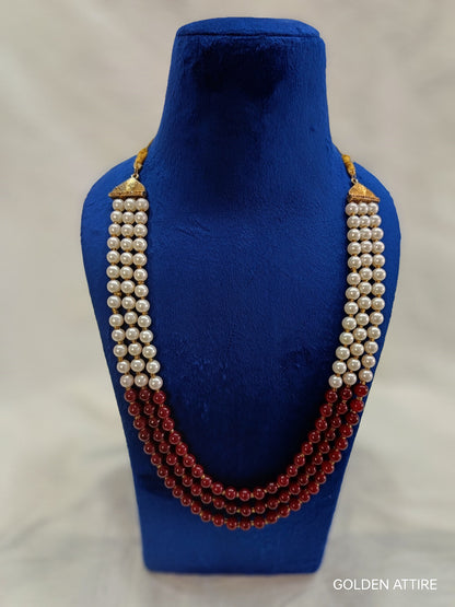 Ivory Pearl Groom Necklace: Sherwani Kantha Wedding Jewelry