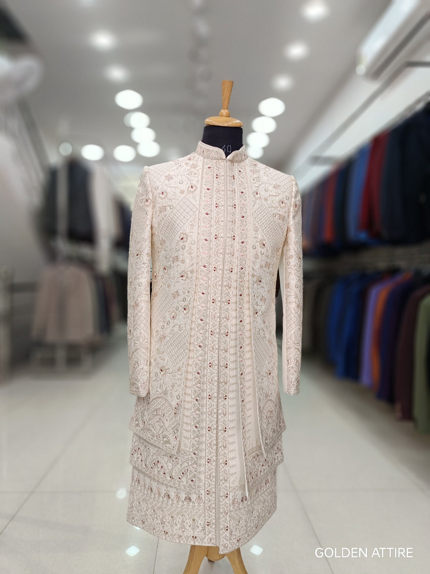 Thread Embroidered Sherwani: Uber Rich Wedding Groom Outfit