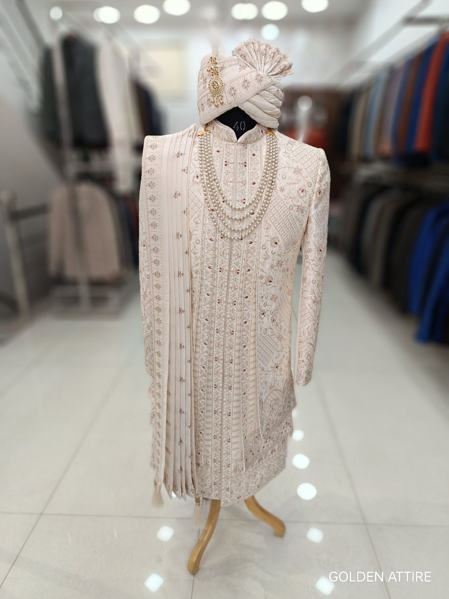 Thread Embroidered Sherwani: Uber Rich Wedding Groom Outfit