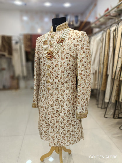 Elegant Ivory Sherwani for Groom, Premium Wedding Outfit